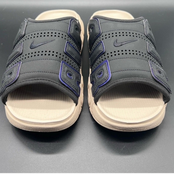 Nike Air More Uptempo Slide Sandals Black/Multi-Color/Sand Drift/Clear FB7799001 - Picture 1 of 5